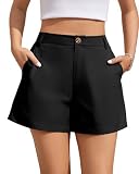 QILORA Shorts for Women Pleated Wide Leg High Waisted Casual Business Shorts with Pockets Summer...
