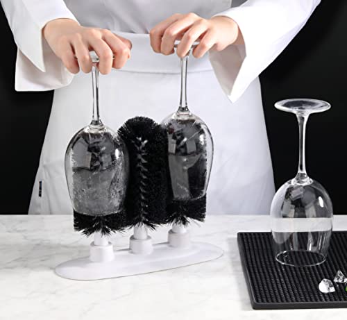 new star foodservice 54484 triple brush bar glass washer - 3 brushes - suction base non-battery