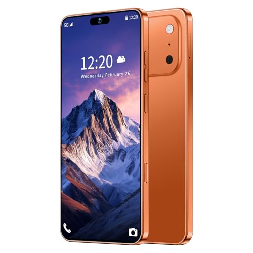 SZV 17 PM 12+512GB Smartphone Unlocked Cell Phone,6.99" HD Screen Android 15 Battery 7000mAh Unlocked Phone,Face ID/Fingerprint Button Unlock/Photos/Dual SIM/5G/GPS (Orange, 12+512GB)