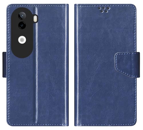 Image of SBMS Flip Cover for iQOO Z9s 5G / Vivo V40e 5G Back Cover Case with Magnatic Closure | Inbuilt Stand | Card & Money Pocket (Blue)