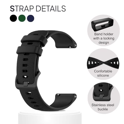 OcioDual 3 Piezas Correa Reloj 22mm, Correa Reloj Inteligente, Verde Militar/Azul Oscuro/Negro, Pulsera Smartwatch Hombre, Correas 22mm para Smartwatch Mujer - imagen 3