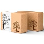 Cork Yoga Blocks 2 Pack Set, Natural Cork Soft Non-Slip Yoga Blocks, High Density & Eco Friendly Yoga Accessories for Women| Men, Ideal for Yoga, Pilates, Stretching and Toning