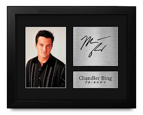 HWC Trading Chandler Bing Friends Signed Printed Autograph Print Photo Matthew Perry Framed Gift Picture Display - US Letter Size