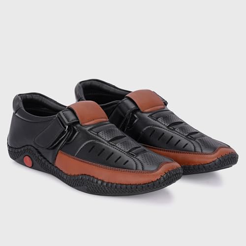 Image of Centrino Men's Fisherman Sandals | Cushioned Insole & Hook & Loop Straps | Trendy Sporty Design with Premium Upper | Closed-Toe Sandals for Travel & Walking (6618)