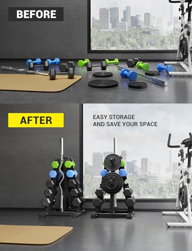 Image of YOLEO Dumbbell Rack, Adjustable & Compact Weight Rack for Dumbbell, Kettlebell, Barbell, Heavy Duty Weight Storage Organizer, Space-Saving Dumbbell Storage Stand Holder for Home Gym - 1100LBS Capacity (Rack Only)