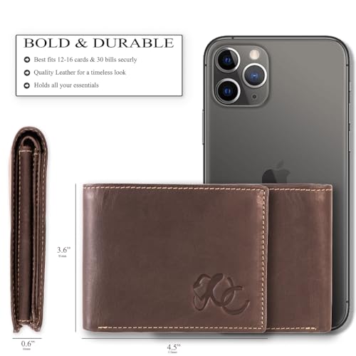 Wallet for Men-Genuine Leather RFID Blocking Bifold Stylish Wallet With 2 ID Windows (Black)4