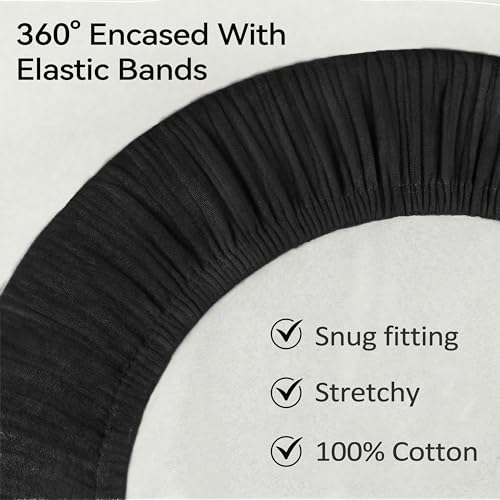 Image of Pro Goleem Muslin Bassinet Sheet for Boys and Girls, Soft Breathable Fitted Cotton Baby Sheets Set for Oval Hourglass and Rectangular Bassinet Mattress, Neutral,1 Pack (Black)