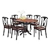 East West Furniture KENL7 BLK LC 7 Piece Modern Dining Table Set Consist of an Oval Wooden Table with Butterfly Leaf and 6 Faux Leather Upholstered Dining Chairs 42×60 Inch Black Cherry