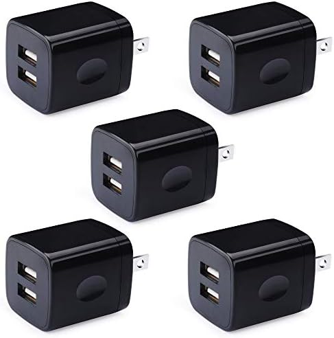 Phone Charger Box, HUHUTA 5 Pack 2.1A Dual Port USB Wall Charger Plug Cube Power Adapter for iPhone 14 13 12 11 XS XR X,iPad,Samsung Galaxy S22 S21 S20 A13 A53 Note 20,Google Pixel 7 6 Pro 6a,Moto,LG