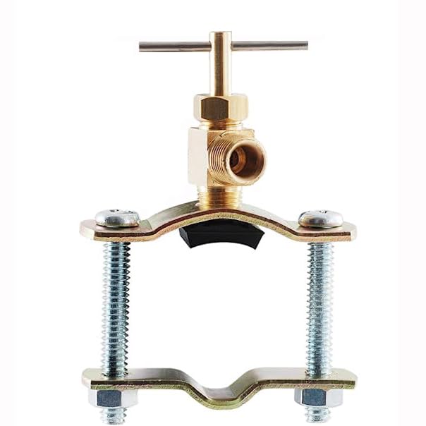 YZMSZ Saddle Valve - Brass Self Piercing 1/4 Inch Compression Outlet for Effortless Potable Water Connection refrigerator water line.