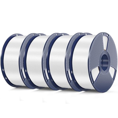 Image of SUNLU Silk PLA Filament 4KG, Smooth Silky Surface, PLA Silk Filament 1.75mm, Dimensional Accuracy + /- 0.02mm, 1kg Spool(2.2lbs), Silk White x4, Total 4KG