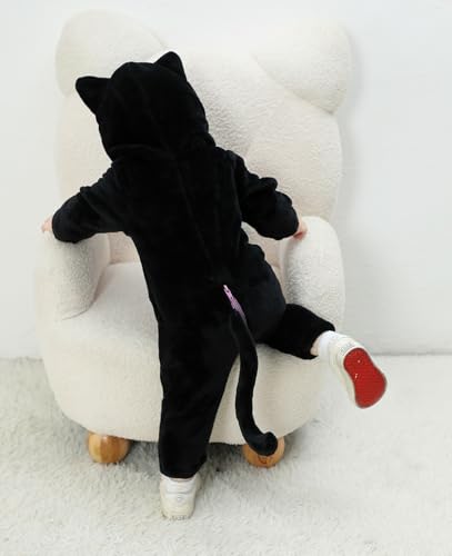 Disfraz de bebé gato negro con capucha y cremallera 0-3T miniatura 6