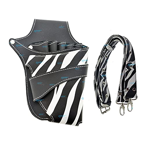 Hair Scissor Holster, Hairdressing Pouch Barber Shears Holster Hairdressing Salon Scissors Kit Bag Scissors Holder Pouch for Hair Stylist with Rivet Clips Waist Shoulder Belt (Zebra)