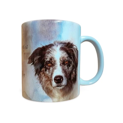 Blue Merle Border Collie Dog Coffee Mug, 11oz 325ml Tea Cup, Original Design