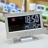BlissfulAbode Stazione meteo digitale con termometro, igrometro, orologio e sveglia, display LCD, da -10 °C a 61 °C, 20-99% RH, da tavolo/parete