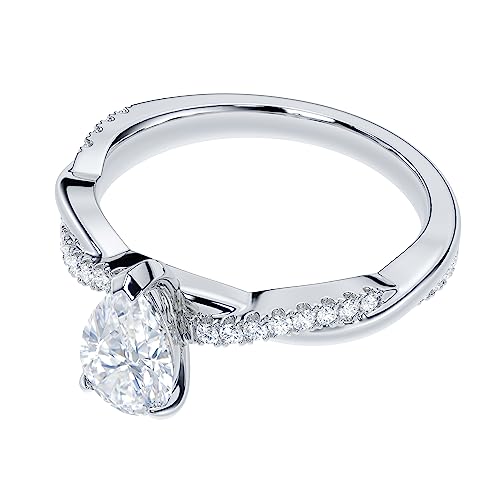 THELANDA Sterling Silver 4-Prong Petite Twisted Vine 0.8CT Teardrop Pear Shape Genuine Moissanite Engagement Ring Promise Bridal Ring3