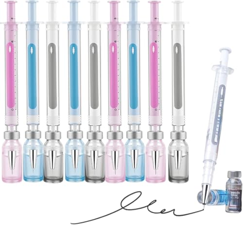 Bild: 9Pack Syringe Shaped Gel Pens,2026 New Creative Syringe Shaped Gel Ink Pen,Funny Needle Tube-Shaped 0.38mm Black Neutral Pen,Novelty Ballpoint Pens for Office Supplies,Gifts for Adults Nurse Doctor f�r 6,75 EUR bei amazon.de