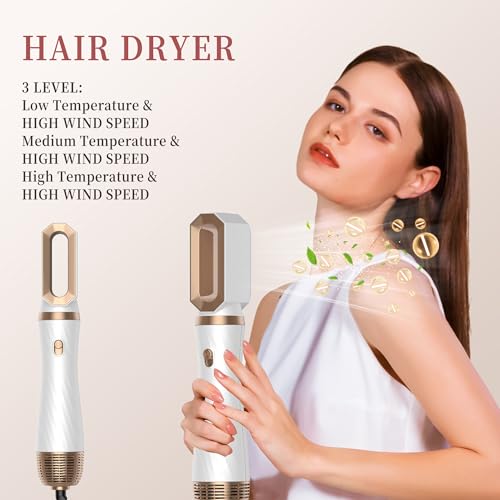 Image of 6 in 1 Hair Dryer Brush, Upgrade Detachable Blow Dryer Brush Air Styler Wrap Air Curler, Curly Twist Hot Curling Iron, Negative Ion Blow Dryer Hot Styler, Travel Hair Styling Tool