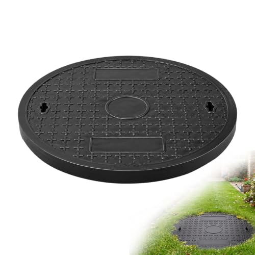 Image of TONGMO Round Manhole Cover, 23.6 in Diameter, FRP Solid Top, No Frame