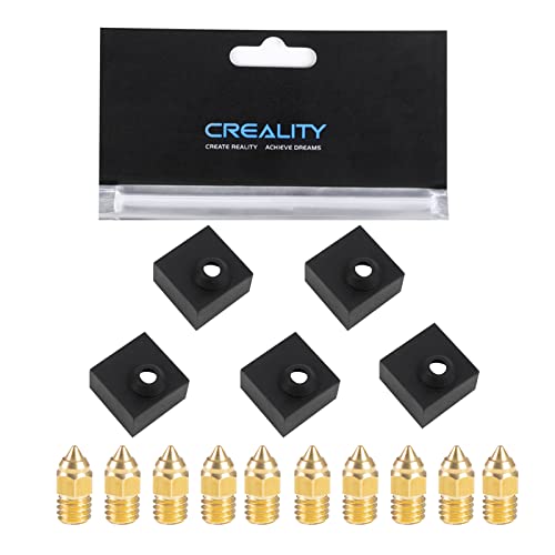 Creality Original 5PCS Heater Block Silicone Cover with 10PCS 0.4mm Nozzles, Silicone Sock for Ender 3/Ender 3 V2/Ender 3 Pro/Ender 3 Max/Ender 5/Ender 5 Pro/Ender 5 Plus/Ender 6/CR-10 V2