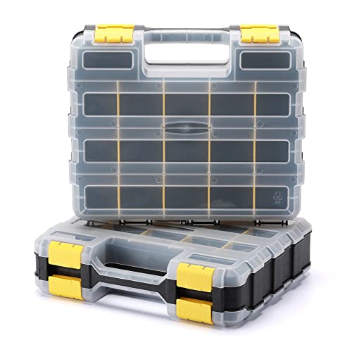 Image of Mayouko Double Side Tools Organizer, Customizable Removable Plastic Dividers, Hardware Box Storage, Excellent for Screws,Nuts,Small Parts, 34-Compartment,2 PCS Set
