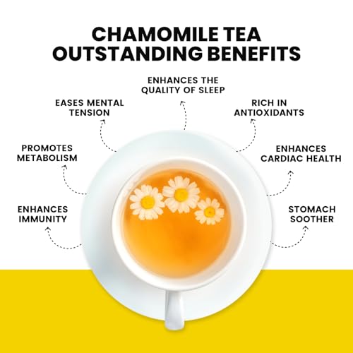Image of TEAFLOOR Dried Soothing Chamomile Flower Tea | (40+ Cups) for Better Sleep, Relaxation & Stress Relief | 100% Pure Flower Buds | Natural Loose Herbal Tea - No Caffeine - Mild Flavour - Non GMO (35 Grams)