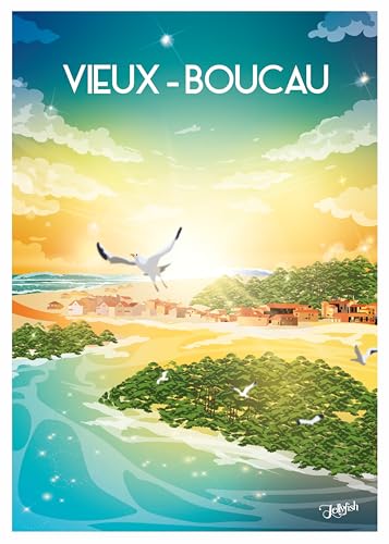 Affiche Vieux-Boucau poster oiseaux paysage côtier déco salon apaisant