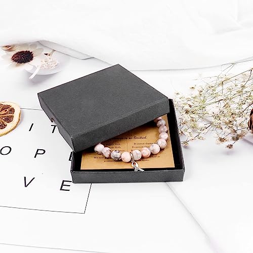 Breast Cancer Bracelets Natural Stone Bead Ribbon Inspirational Awareness Bracelets Encouragement Handmade Gifts for Women Girls Best Friend Sister4