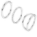Satiskid 3PCS Titanium Nose Ring, Septum Ring Diamond Setting Process, 8mm Nose Ring Hoop, Hypoallergenic Body Piercing Jewelry for Nose Ear Lip,Elegant Nose Piercing Jewellery for Women Man