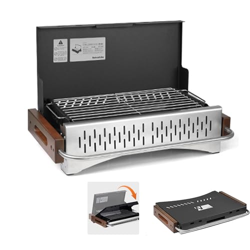 Naturehike Grilles à charbon de bois portable pour barbecue à charbon de bois - Petit barbecue de table pliable en acier inoxydable - Barbecue au propane - Pour camping, plage, voyage, pique-nique