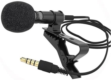 Lavalier Lapel Microphone, Clip-on Professional Omnidirectional Condenser Lavalier Mic, 3.5mm Clip on Mic for Phone PC Laptop DSLR Camera Recording Podcast, Interview, Voice Dictation