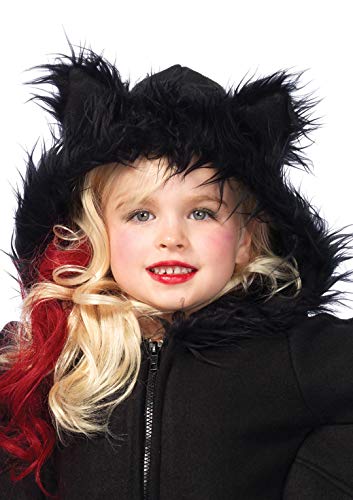 Leg Avenue Women's Girls Cozy Zipper Front Fleece Dress-Furry Ear Hood With Bat Wing Halloween Costume For Kids, Black, Medium #TOP1