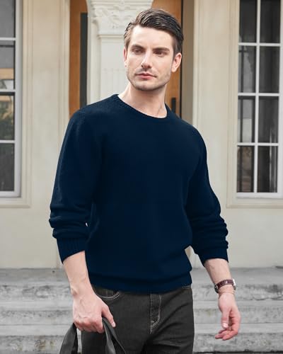 YTD Men's Crewneck Pullover Sweater Textured Long Sleeve Knitted Sweaters4