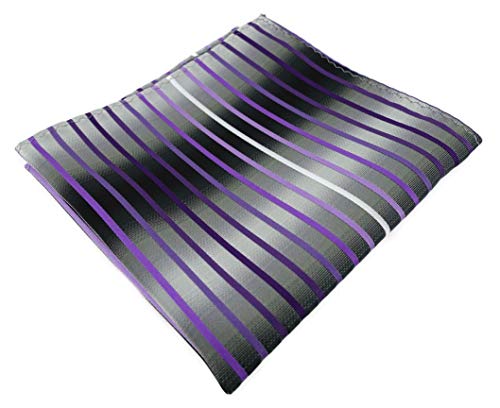 TigerTie - Pañuelo de bolsillo (30 x 30 cm), diseño de rayas Lila Violett Flieder Silbergrau Schwarz Talla única