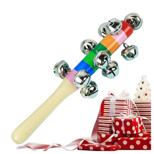 Vara De Campanillas íris - Sonajero Bebé Colorido E Instrumento Musical Educativo Temprano | Mango De Madera con Cascabeles Metálicos para Niños Y Fiestas Karaoke Adultos | Regalo Divertido para J