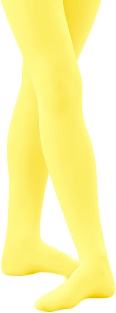 Banner Bonnie Girls' Opaque Microfiber Dance Stockings School Uniform Footed Tights (12-14, Yellow)