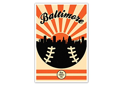 ArtsyCanvas Baltimore Orioles Vintage Baseball Poster Framed Wall Art (12x18)