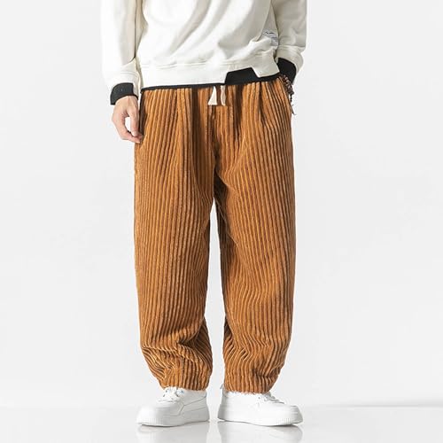 Mens Corduroy Sweatpants Winter Thick Elastic Waist Oversized Baggy Wide Leg Slacks Pants Casual Hiking Pants for3