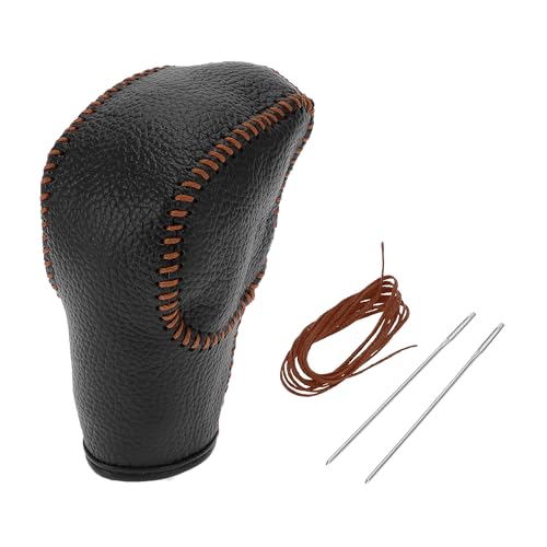 RATCHROLL Gear Shift Knob Cover for Ford for Ranger 2019-2022 Anti-Slip Stick Shifting Handle Protector Faux Leather 1 Pc Pebbled Black Brown