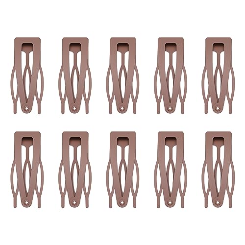 10 Pcs Double Grip Hair Clips, Sightor Metal Snap Hair Clips Hair Barrettes for Women Hair Making Salon Supplies Hair Accessories (Brown)