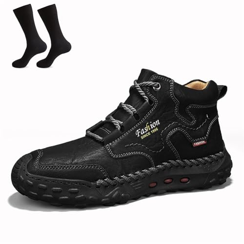 Matufit Shoes for Men, Men's Hand-Sewn Composite Toe Cowhide Shoes Casual Shoes, Wide Comfortable Leather Boots