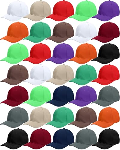 Image of Foaincore 36 Pack Blank Baseball Cap Bulk Adjustable Back Strap Sublimation Hats Plain Unisex Trucker Hat for Men Women
