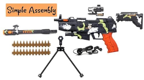 Image of zest 4 toyz 25 musical army style toy gun for kids with music, lights and laser light -(battery included)-Multi color