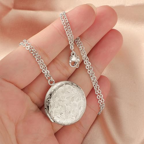 PHOCKSIN Locket Necklace for Women Black/Gold/Silver Locket Necklace for Girls Oval/Round/Heart Photo Necklace With Picture Inside Birthday Gifts for Women4