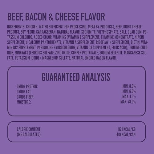 Image of A Strong Heart Wet Dog Food, Beef, Bacon & Cheese Chopped Dinner - 13.2 oz Cans (Pack of 12), All Life Stages, Complete & Balanced, Made in USA