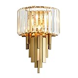 Bepuzz Crystal Wall Mount Light Gold 2-Light Modern Luxury Vanity Lights Indoor Wall Lighting for Be