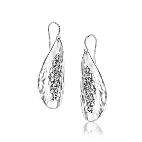 JEAN RACHEL JEWELRY 925 Sterling Silver Dangle Earrings for Women - Large Drop Shaped Lace & Oxidized Vintage Design - Hypoallergenic, Lead & Nickel Free - Artisan Handcrafted Statement Earrings3