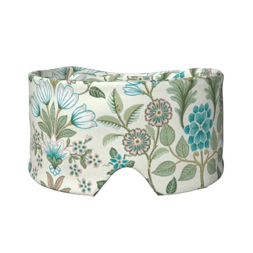 Máscara para dormir con estampado de flores verdes. Máscara transpirable y ajustable para yoga, viajes, mantiene el calor y la sombra