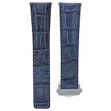 Ewatchparts 22MM LEATHER WATCH STRAP BAND COMPATIBLE WITH FREDERIQUE CONSTANT MOONPHASE FC-712MS BLUE