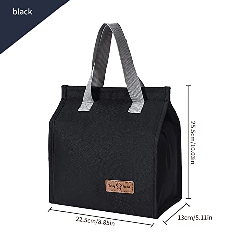 Lunchtasche,Kühltasche,Mittagessen Tasche,Isoliertasche,Tragbare Lunch-Taschen,Isolierte Thermotasche Tragetasche mit Folienfutter Wasserdichte für Herren Damen Arbeit Schule Picknick-Schwarz